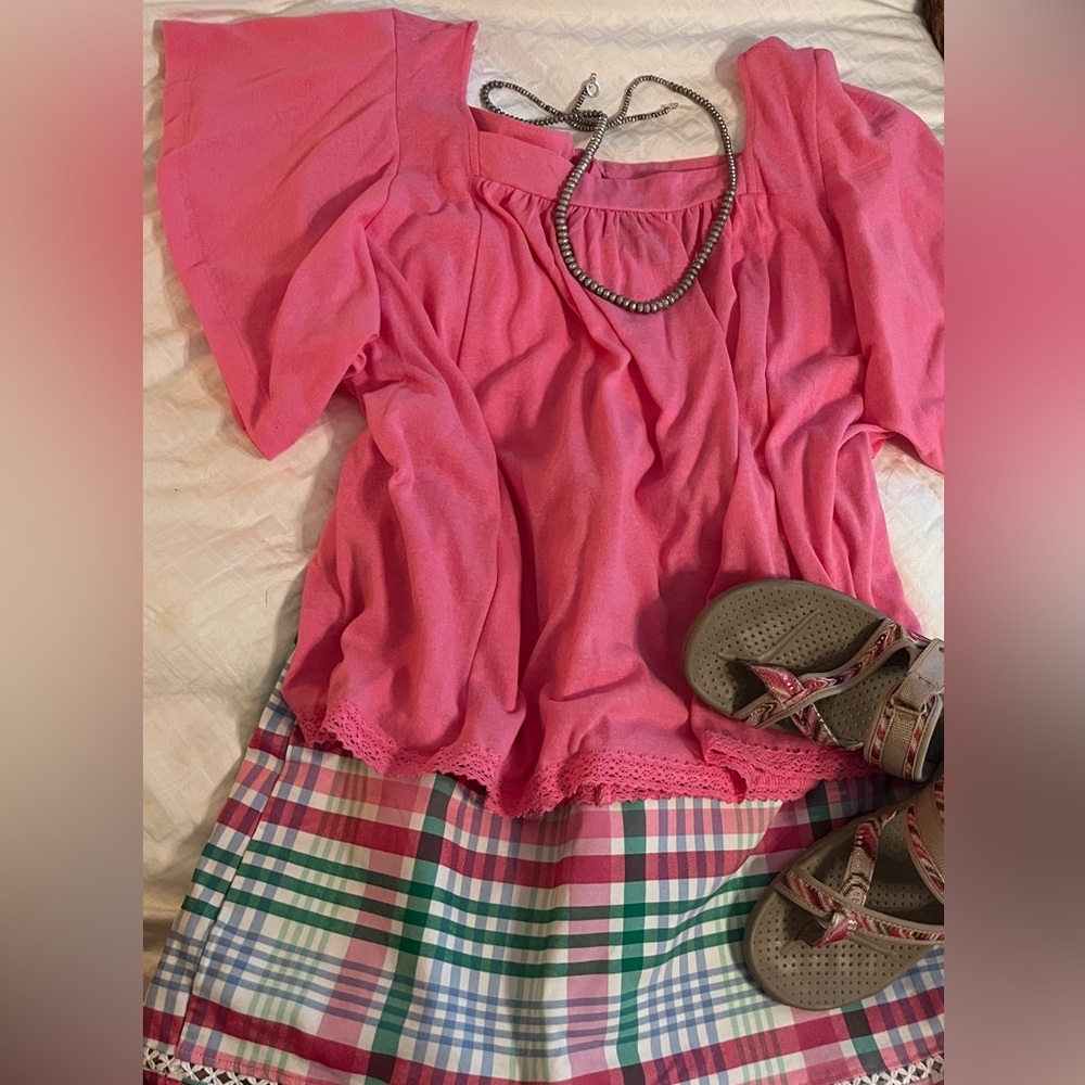 Umgee pink tie back top